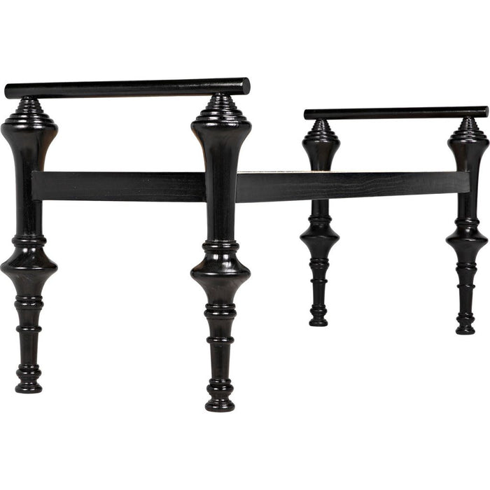 Noir Indochine Bench - Mindi & Caning, 65" W