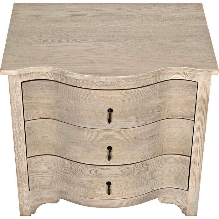 Noir Curved Front Side Table - Elm & Veneer, 22"