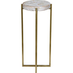 Noir Soho Side Table - Industrial Steel & Bianco Crown Marble, 11"