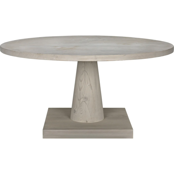 CFC Reclaimed Douglas Fir Round Campinas Dining Table, Grey Wash Wax, 60" Dia.