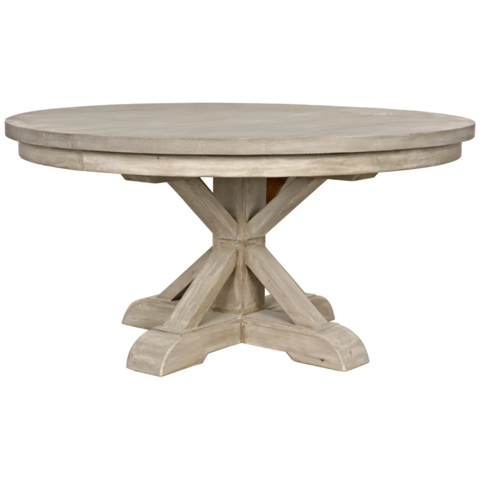 CFC Isabelle Reclaimed Douglas Fir Dining Table, Round, Grey Wash Wax, 60" Dia.