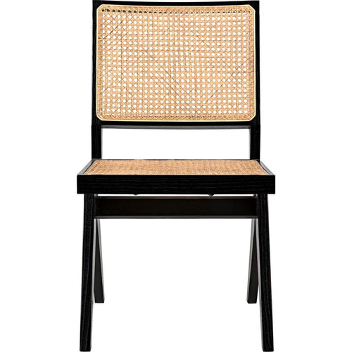 Noir Joseph Side Chair, Charcoal Black - Teak, 19.5" W