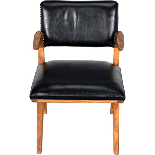 Noir Dolores Chair, Teak w/ Leather, 21.5" W