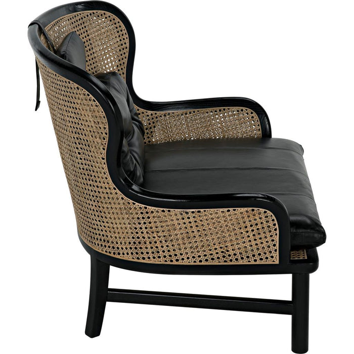 Noir Marabu Chair, Charcoal Black w/ Leather, 37" W