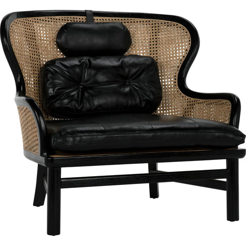 Primary vendor image of Noir Marabu Chair, Charcoal Black w/ Leather, 37" W