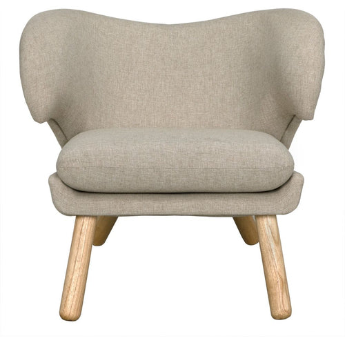 Noir Valerie Chair w/ Wheat Fabric, 31" W