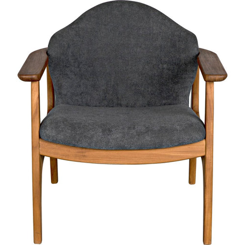 Noir Vittorio Chair w/ Grey Fabric, 29" W