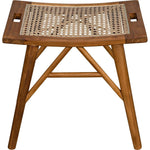 Noir Murphy Stool - Teak & Caning, 19" W