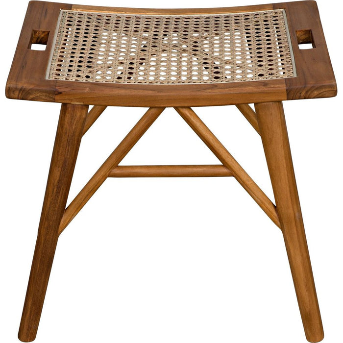 Noir Murphy Stool - Teak & Caning, 19" W