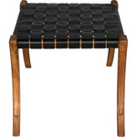 Noir Sparti Stool - Teak & Black Leather, 31" W