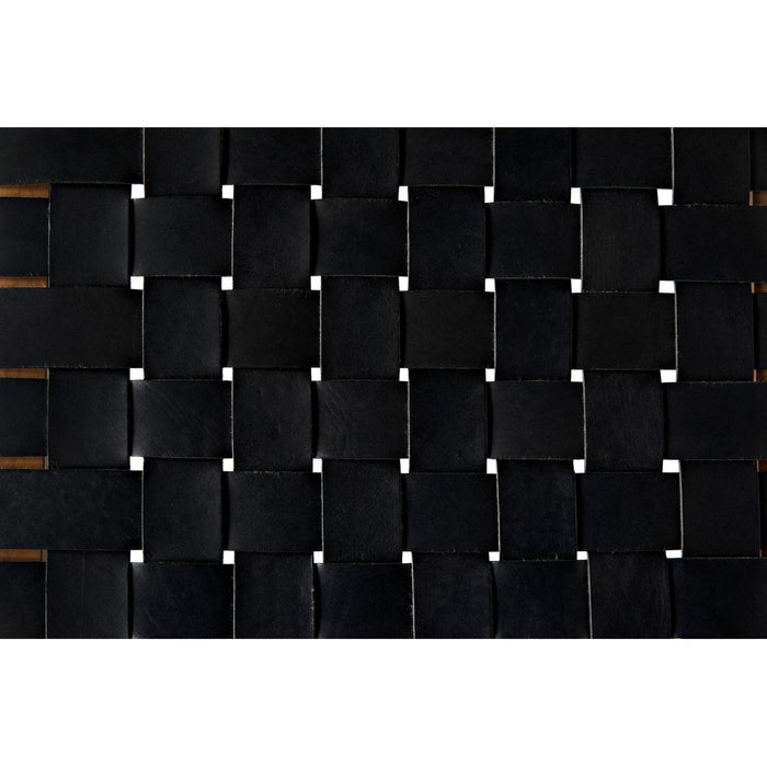 Noir Sparti Stool - Teak & Black Leather, 31" W