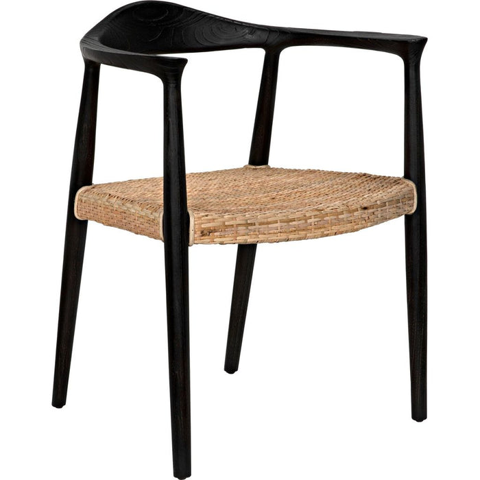 Primary vendor image of Noir Dallas Dining Chair, Black Burnt w/ Rattan, 25" W