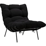 Noir Hanzo Chair w/ Steel Legs, Charcoal Black, 32" W