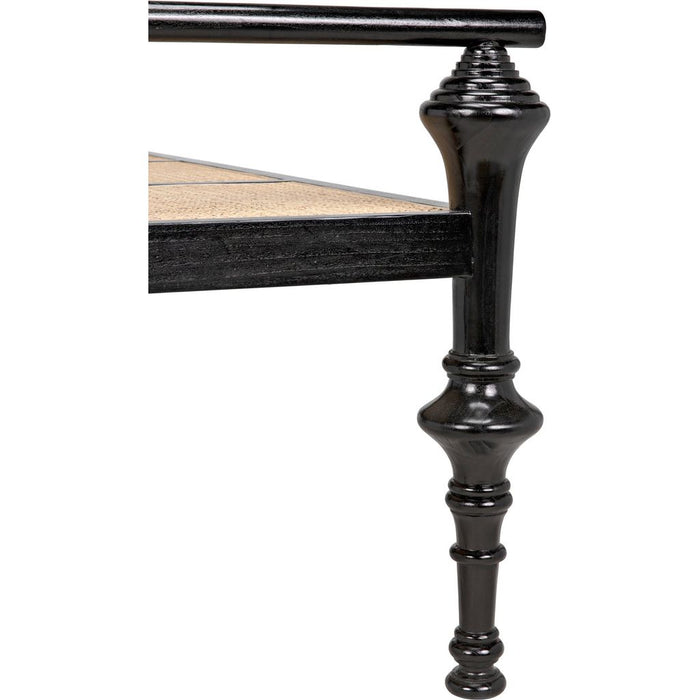 Noir Indochine Bench - Mindi & Caning, 65" W