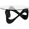Noir Orion Coffee Table, Black Resin Cement w/ Glass, 35.5"