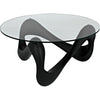 Noir Orion Coffee Table, Black Resin Cement w/ Glass, 35.5"