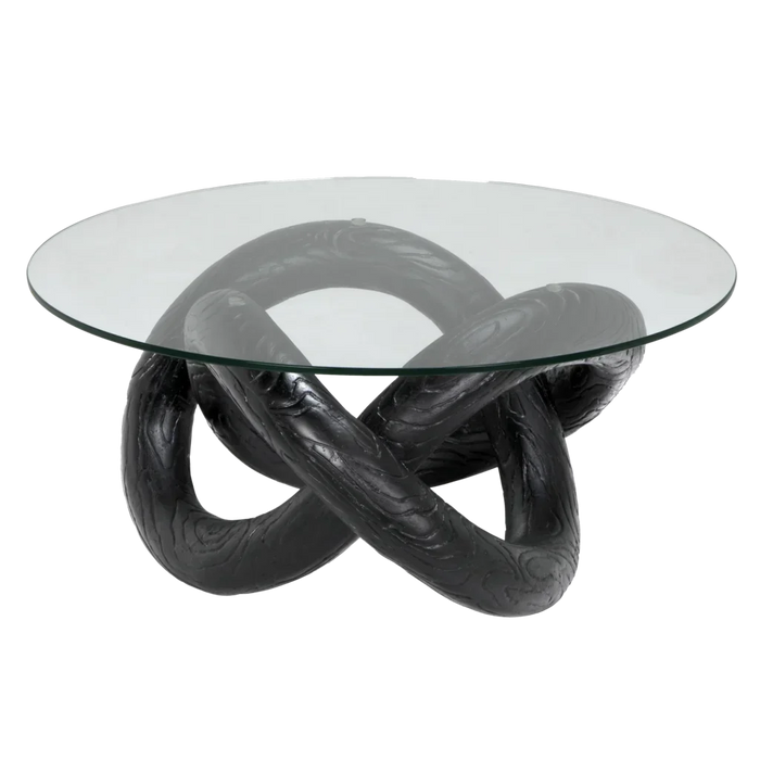 Primary vendor image of Noir Phobos Coffee Table w/ Glass, Black Resin, 35"