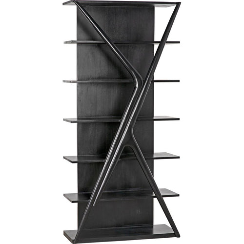 Noir Vetra Bookcase, Hand Rubbed Black - Teak & Veneer, 40" W