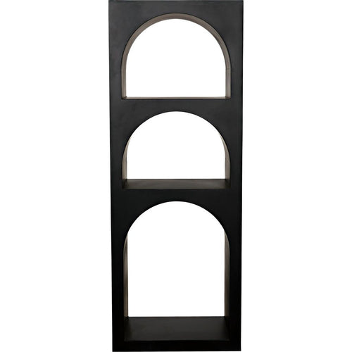 Noir Aqueduct Bookcase, A, Black Metal - Industrial Steel, 22" W