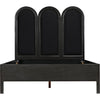 Noir Arch Bed, Queen - Mahogany, Cotton & Brass Nail Heads