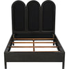 Noir Arch Bed, Queen - Mahogany, Cotton & Brass Nail Heads