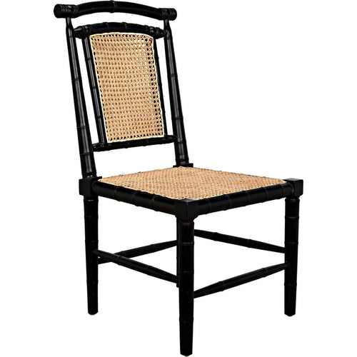 Noir Colonial Bamboo Dining Side Chair, Hand Rubbed Black - Mahogany, 20" W