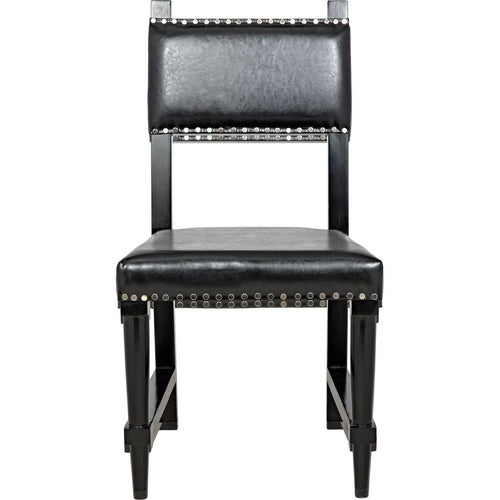 Noir Kerouac Dining Chair w/ Leather, Distressed Black, 19.5" W