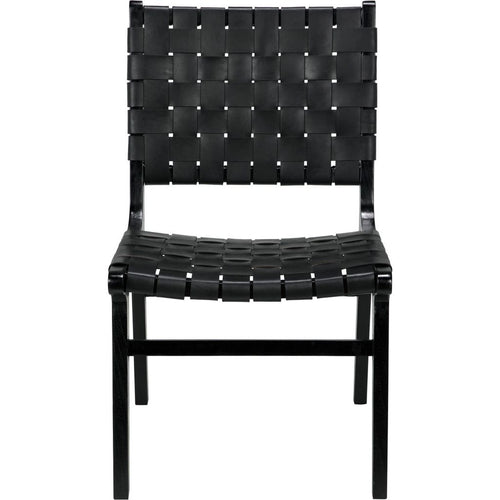 Noir Dede Dining Chair, Leather, Black, 20" W