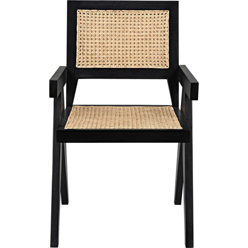 Noir Jude Dining Chair w/ Caning, Black, 21" W