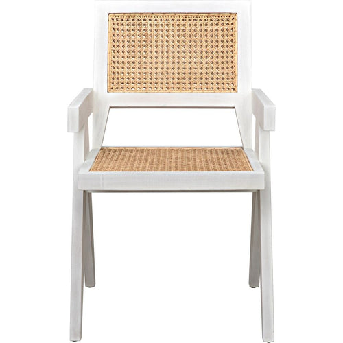 Noir Jude Dining Chair w/ Caning, White Wash, 21" W