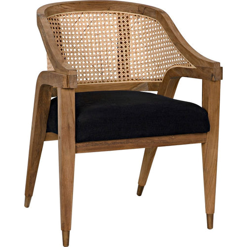 Primary vendor image of Noir Chloe Dining Chair, Teak, Caning, & Black Cotton, 24" W