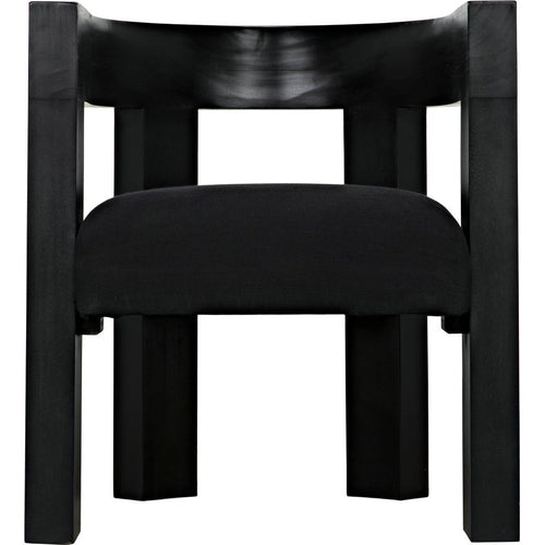 Noir Eros Dining Chair - Mahogany & Cotton, 25" W