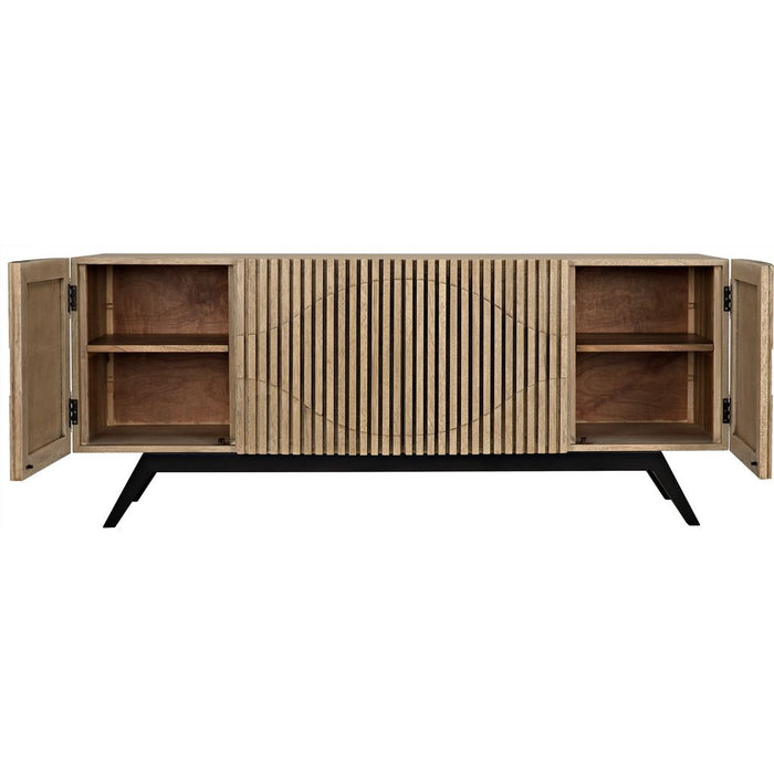 Noir Illusion Sideboard w/ Steel Base, Bleached Walnut, 78" W