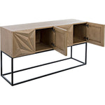 Noir Zurich Console, Bleached Walnut w/ Steel, 60" W