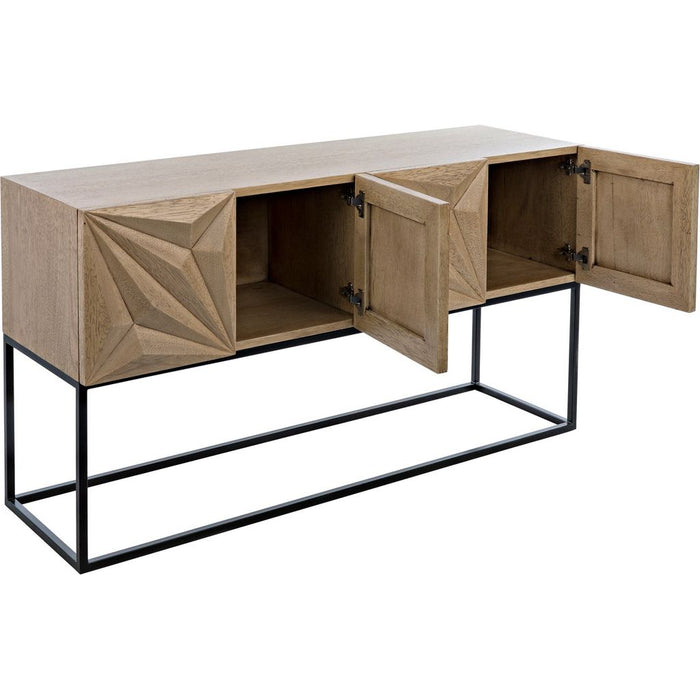 Noir Zurich Console, Bleached Walnut w/ Steel, 60" W