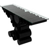 Noir Paradox Console, Black Steel w/ Glass Top, 60" W