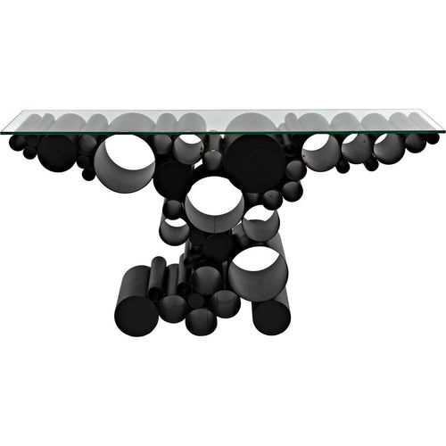 Primary vendor image of Noir Paradox Console, Black Steel w/ Glass Top, 60" W