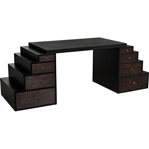Primary vendor image of Noir Ambidextrous Desk, Hand Rubbed Black w/ Light Brown Trim, 86.5" W