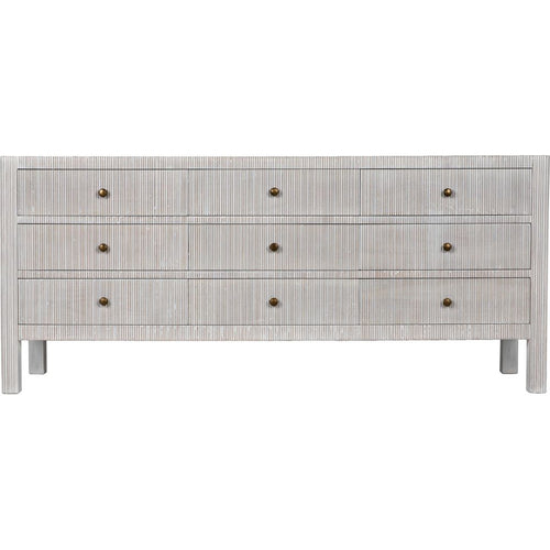 Noir Conrad 9 Drawer Dresser, White Wash - Mahogany & Veneer, 75.5" W