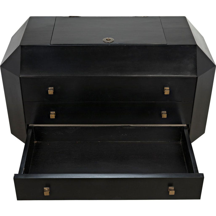 Noir Rhiana Dresser, Hand Rubbed Black - Mahogany & Veneer, 38.5" W