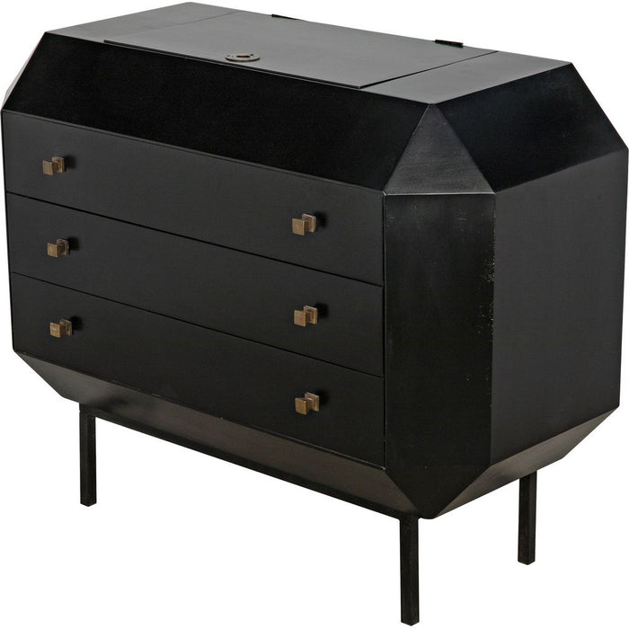 Noir Rhiana Dresser, Hand Rubbed Black - Mahogany & Veneer, 38.5" W
