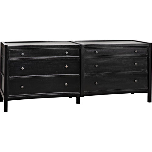 Noir Hampton 6 Drawer Dreser, Hand Rubbed Black - Mahogany & Veneer, 74" W