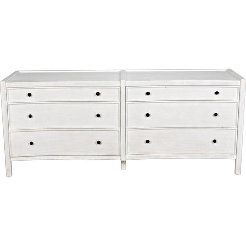 Noir Hampton 6 Drawer Dresser, White Wash - Mahogany & Veneer, 74" W