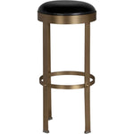 Noir Prince Bar Stool w/ Leather, Brass Finish, 14.5" W