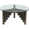 Noir Organum Coffee Table, Gun Metal Finish - Industrial Steel & Glass, 36"
