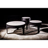 Noir Cylinder Round Coffee Table - Industrial Steel & Bianco Crown Marble, 36"