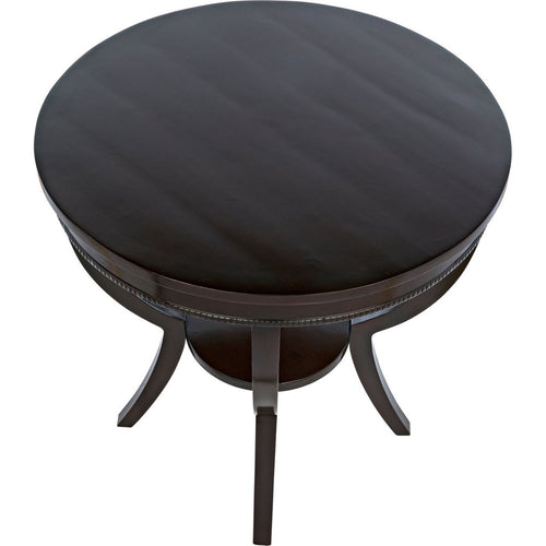 Noir Scheffield Round End Table, Distressed Brown - Birch & Veneer, 30"