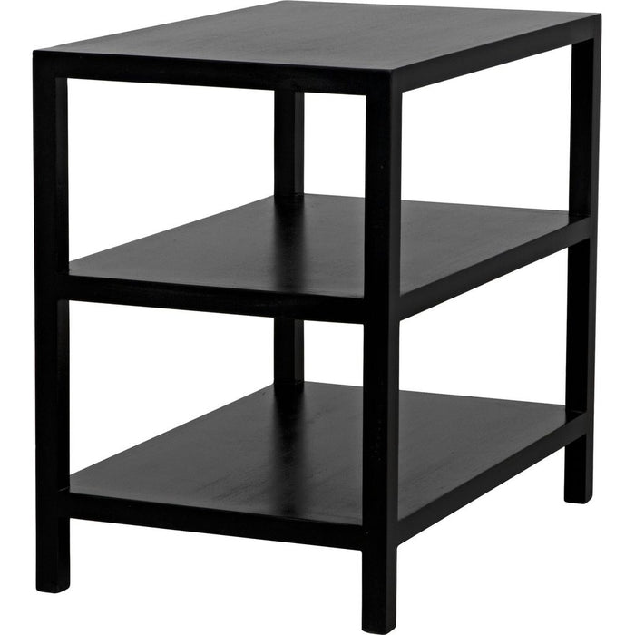 Noir 2 Shelf Side Table, Hand Rubbed Black - Mahogany & Veneer, 18"