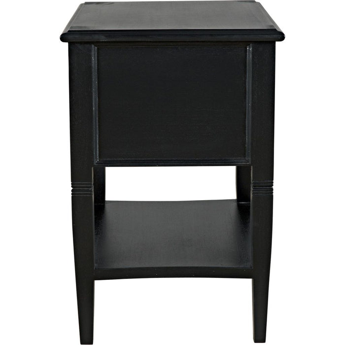 Noir Oxford 2-Drawer Side Table, Hand Rubbed Black - Mahogany & Veneer, 20"