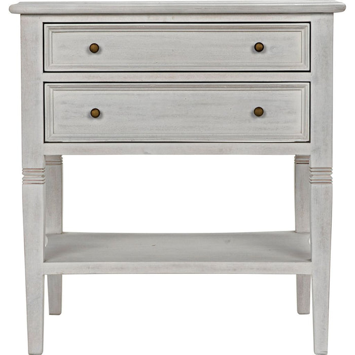 Noir Oxford 2-Drawer Side Table, White Wash - Mahogany & Veneer, 20"